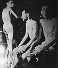 Camp de concentration de Buchenwald – esclaves du IIIe Reich – prisonniers affamés [avril 1945, après la libération du camp]. (AIPN)